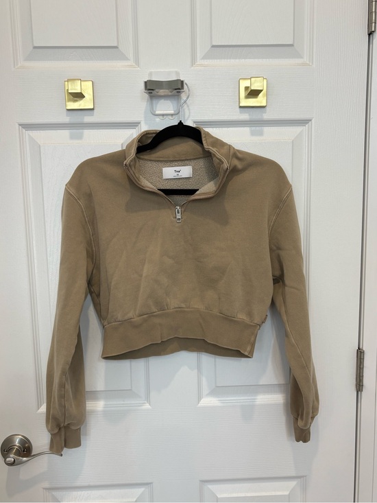 TNA Tops - Tna Cropped Quarter-Zip Pullover - Tan #1490